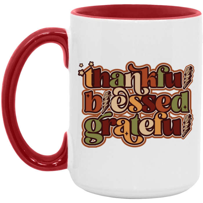Thankful, Blessed, Grateful ceramic coffee mug, product photo 2