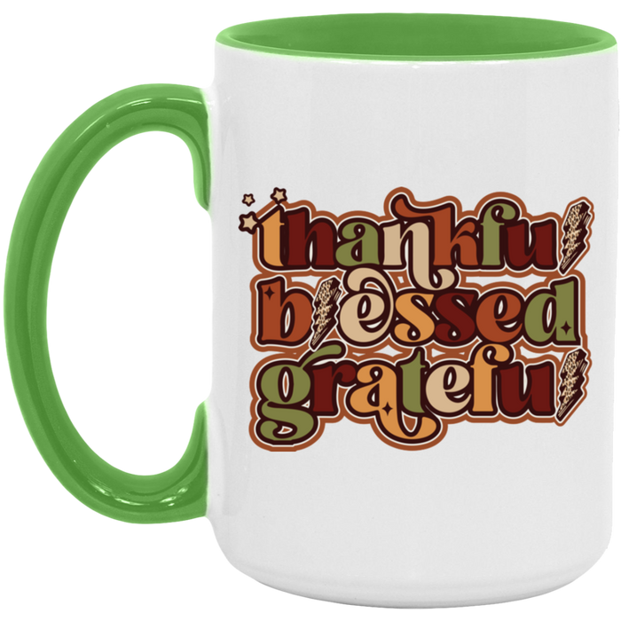 Thankful, Blessed, Grateful ceramic coffee mug, product photo 4