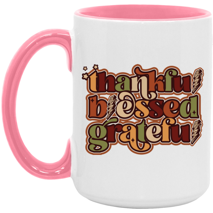 Thankful, Blessed, Grateful ceramic coffee mug, product photo 5