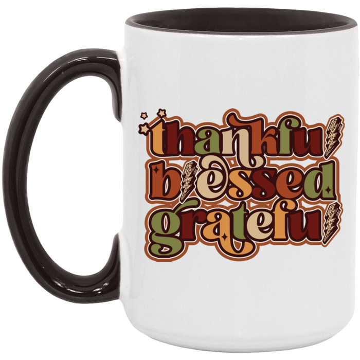 Thankful, Blessed, Grateful ceramic coffee mug, product photo 6