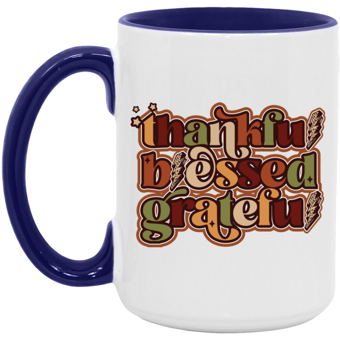 Thankful, Blessed, Grateful ceramic coffee mug, product photo 7