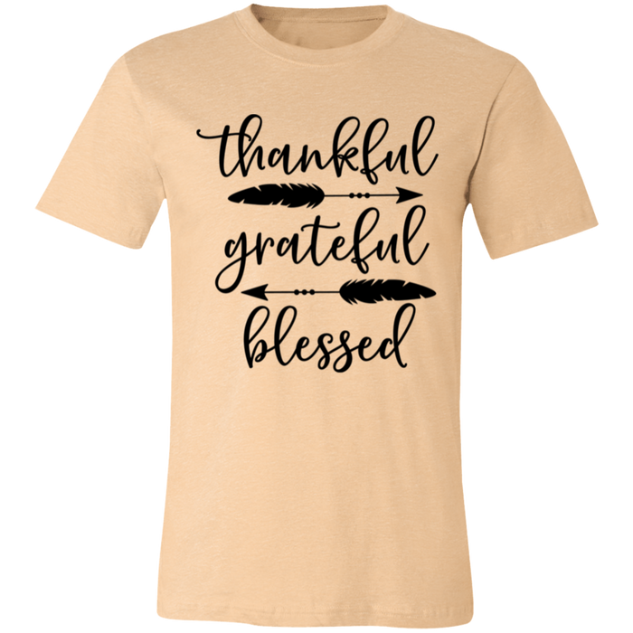 Thankful, Grateful, Blessed graphic t-shirt in Heather Sand Dune