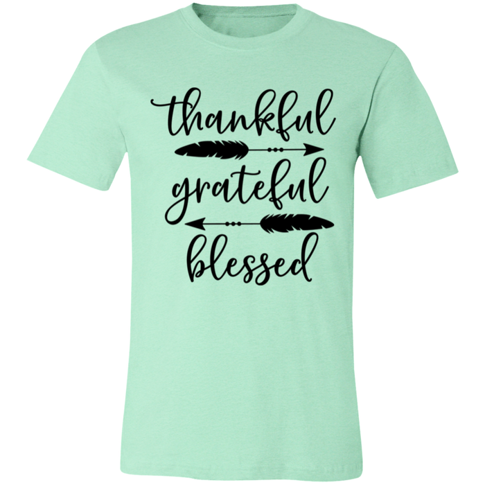 Thankful, Grateful, Blessed graphic t-shirt in Heather Mint