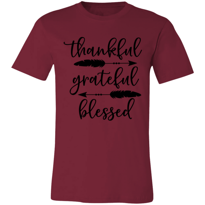 Thankful, Grateful, Blessed graphic t-shirt in Cardinal