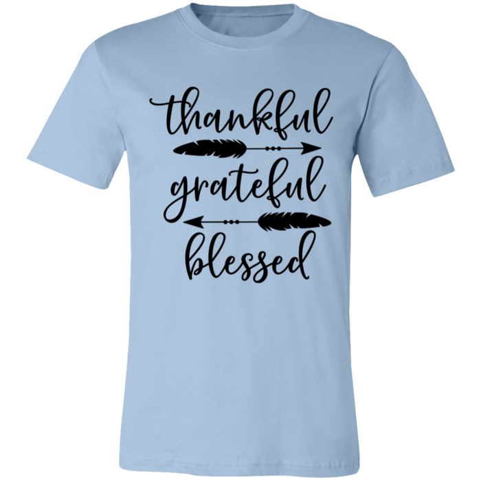 Thankful, Grateful, Blessed graphic t-shirt in Light Blue