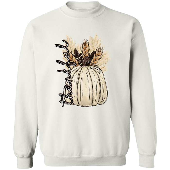 Thankful Pumpkin crewneck sweatshirt in White