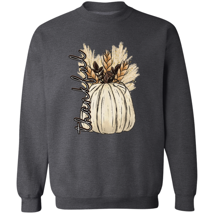 Thankful Pumpkin crewneck sweatshirt in Dark Heather