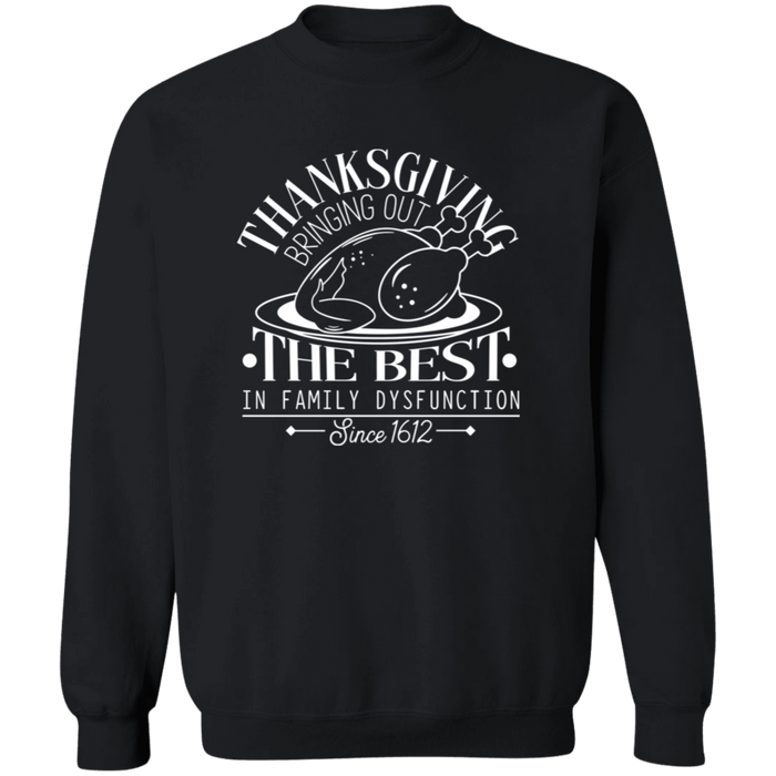 Thanksgiving Family Dysfunction crewneck sweatshirt in Black