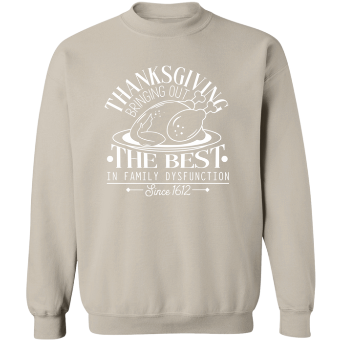 Thanksgiving Family Dysfunction crewneck sweatshirt in Sand
