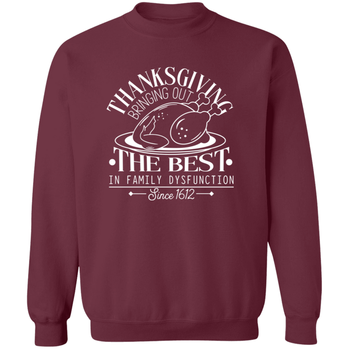 Thanksgiving Family Dysfunction crewneck sweatshirt in Maroon