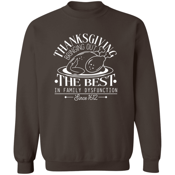 Thanksgiving Family Dysfunction crewneck sweatshirt in Dark Chocolate