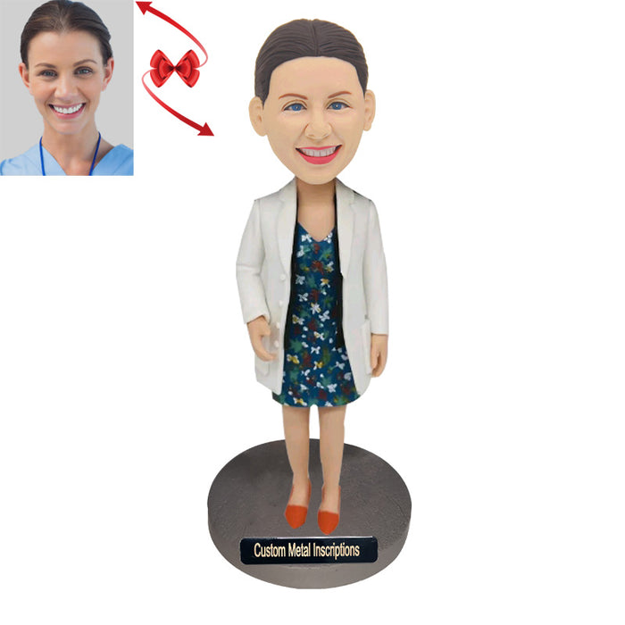 The Doctor Wearing A Floral Dress Custom Bobblehead