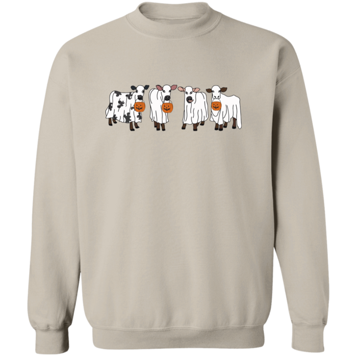 Trick or Treat Cows crewneck sweatshirt in Sand