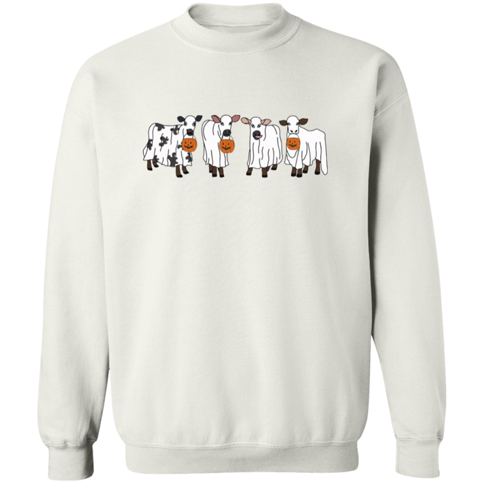 Trick or Treat Cows crewneck sweatshirt in White