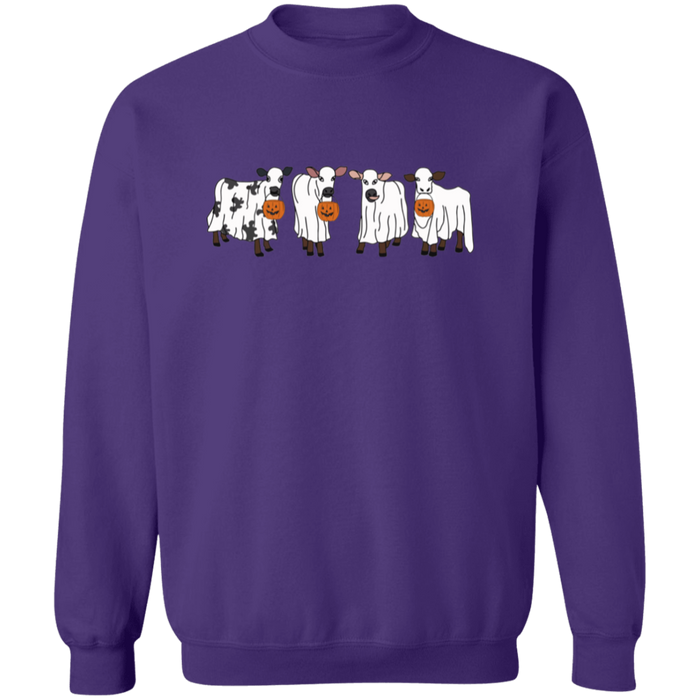Trick or Treat Cows crewneck sweatshirt in Purple