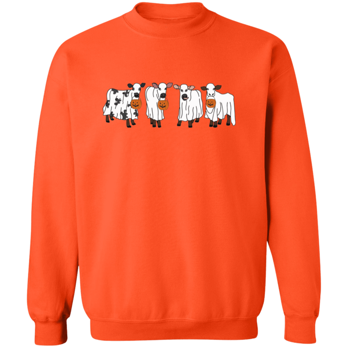 Trick or Treat Cows crewneck sweatshirt in Orange