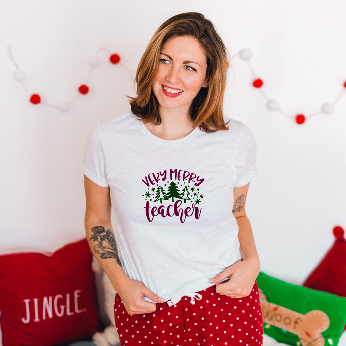 Very Merry Teacher Christmas graphic t-shirt