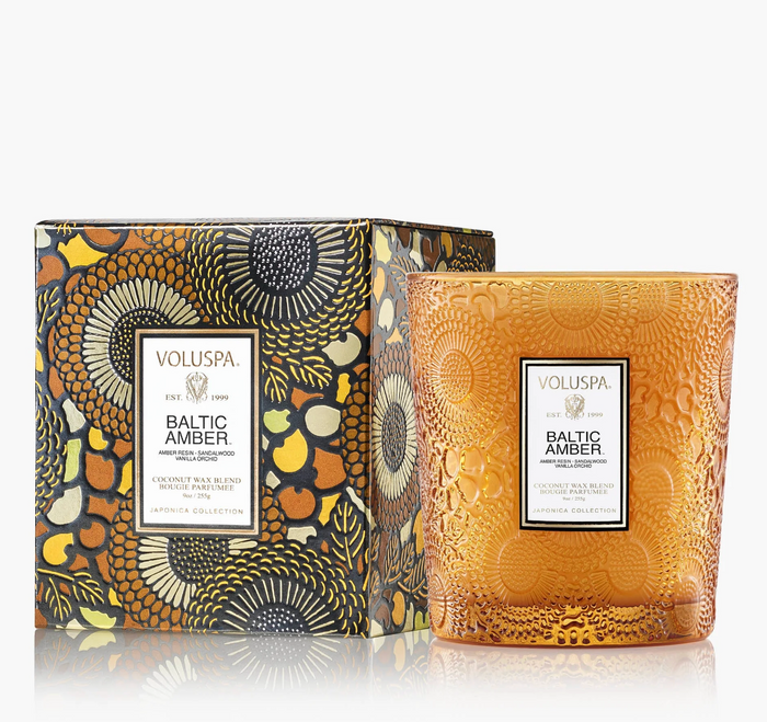 Voluspa Baltic Amber Classic Boxed Candle, 9 Ounces