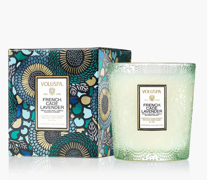 Voluspa French Cade & Lavender Classic Boxed Candle, 9 Ounces