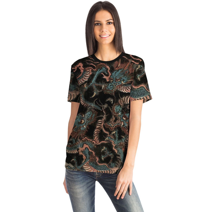 Water Dragons by Keisai Eisen | Japanese Serpent Wood Block Print | Yokai Dragon Graphic Art T-Shirt