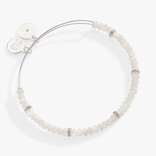White Semi-Precious Rondelle Beaded Bangle