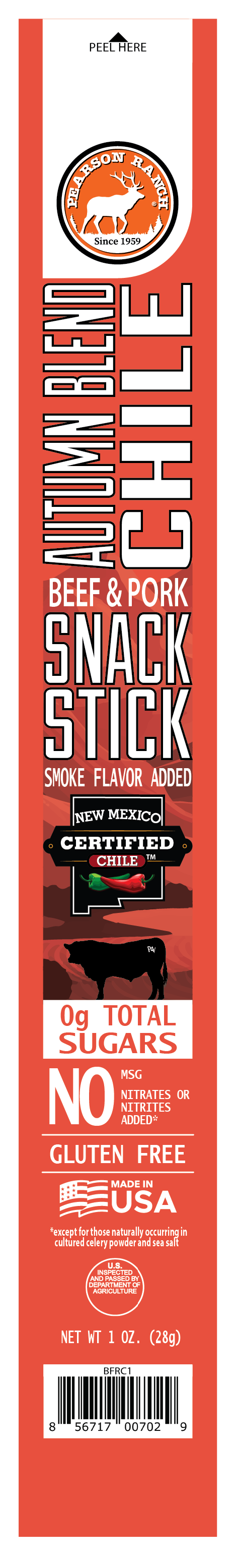 Wholesale Autumn Blend Chile Beef & Pork Snack Stick - 24 count caddy