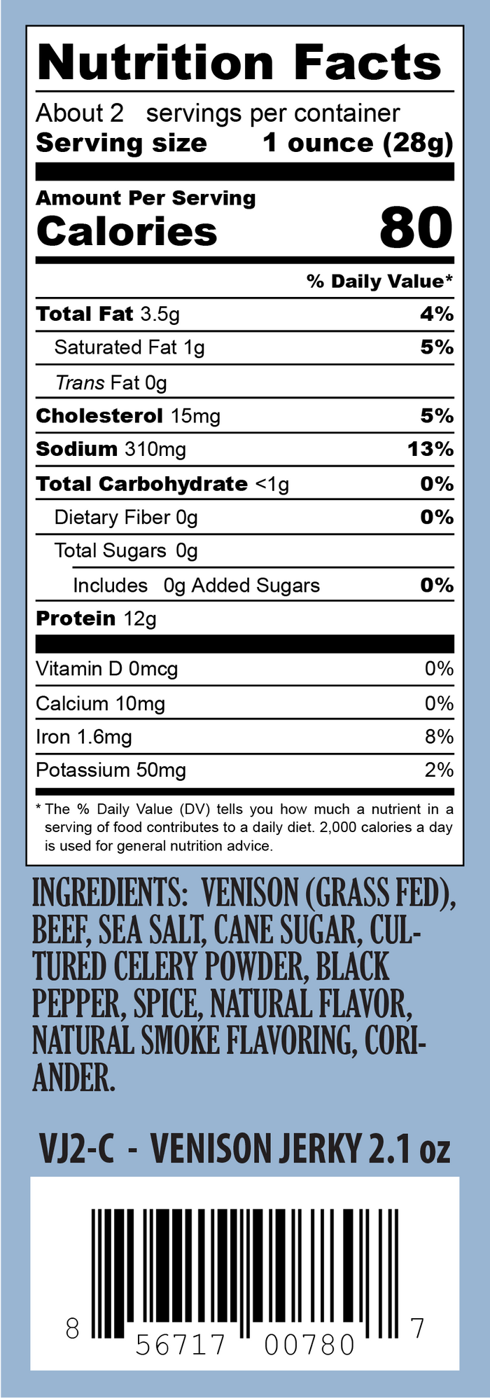 Wholesale Venison Jerky Display Tray - 12 each 2.1oz Resealable Bags