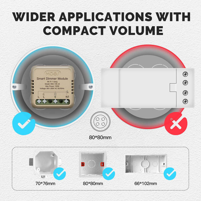 WiFi Smart Dimmer Switch Module Timer Diy Breaker 1/2 Gang - MOES