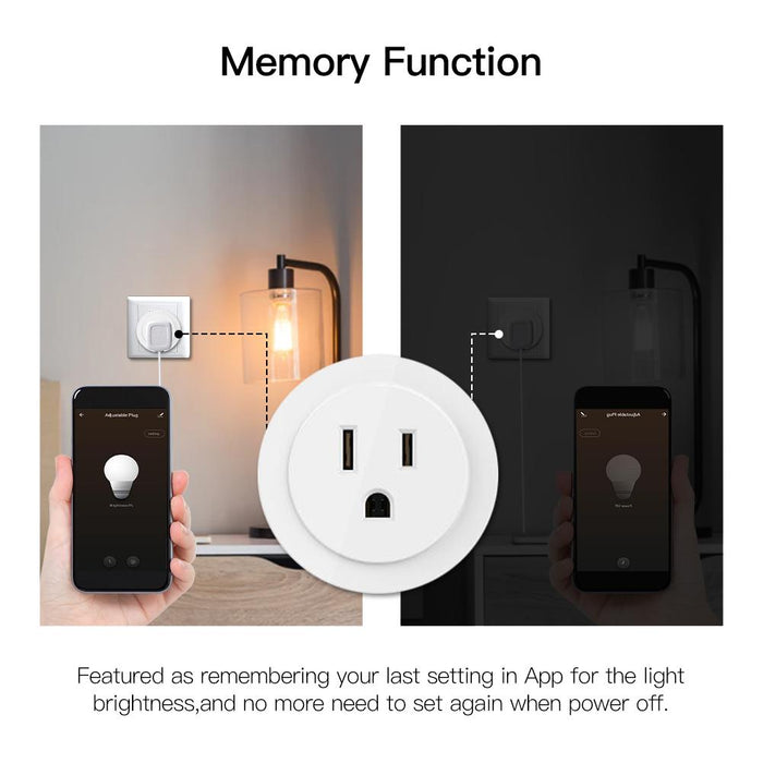 WiFi Smart Power Socket Plug Brightness Adjust Timer Plug Tuya Smart Life App Compatible - Moes