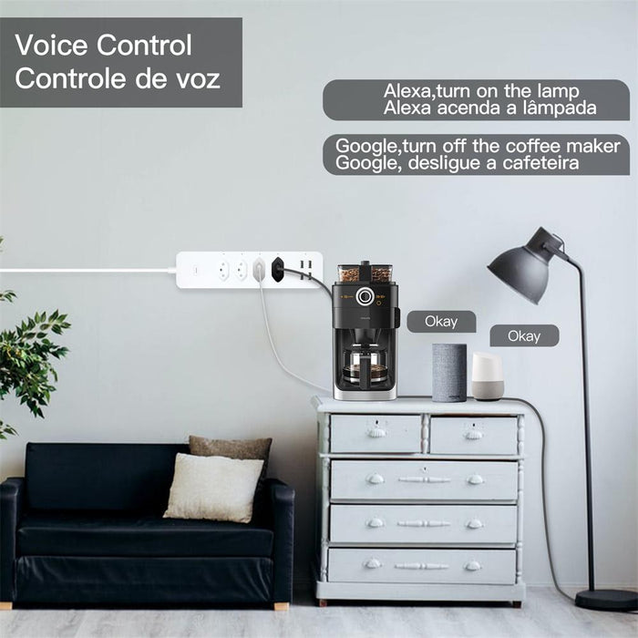 WiFi Brazil Smart Power Strip Surge Protector 4 Brazil Plug Outlets Electric Socket with 4 USB Type C Tuya Smart App Voice Remote Control by Alexa Google Home - Moes