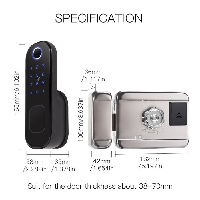 Tuya Smart Lock Door Fingerprint Lock Smart Home Waterproof Lock Digital Door Lock Password For Home Hotel Security Battery Powered - Moes