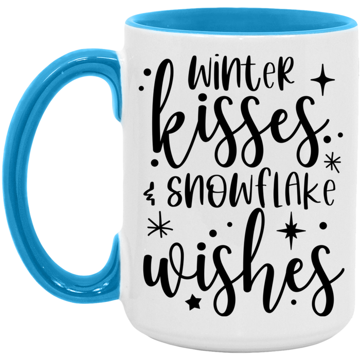 Winter Kisses & Snowflake Wishes ceramic coffee mug, product photo 2
