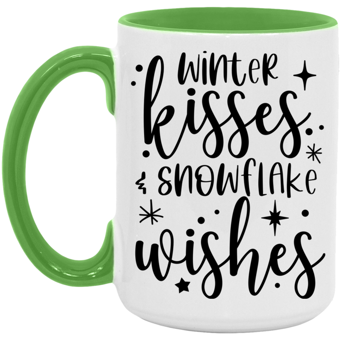 Winter Kisses & Snowflake Wishes ceramic coffee mug, product photo 3