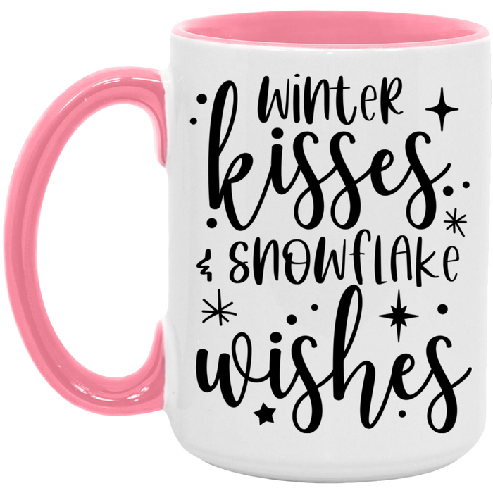 Winter Kisses & Snowflake Wishes ceramic coffee mug, product photo 4