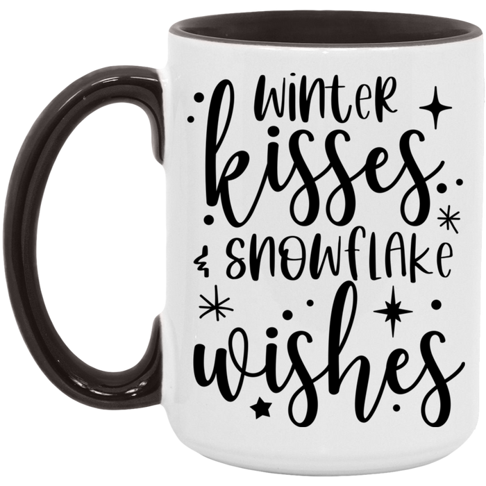 Winter Kisses & Snowflake Wishes ceramic coffee mug, product photo 5