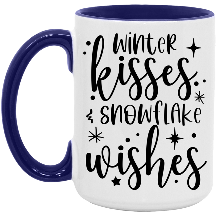 Winter Kisses & Snowflake Wishes ceramic coffee mug, product photo 6