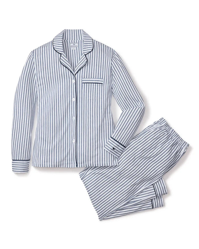 Women's Pima Pajama Set - Navy French Ticking - Molly + Kate