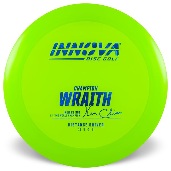 Innova Disc Golf champion Wraith Distance Driver Overstable	Cold  weather Reliable	Experienced Players	Headwind Use	clear plastic	 all Weather Consistent high glide forehand friendly good grip premium feel