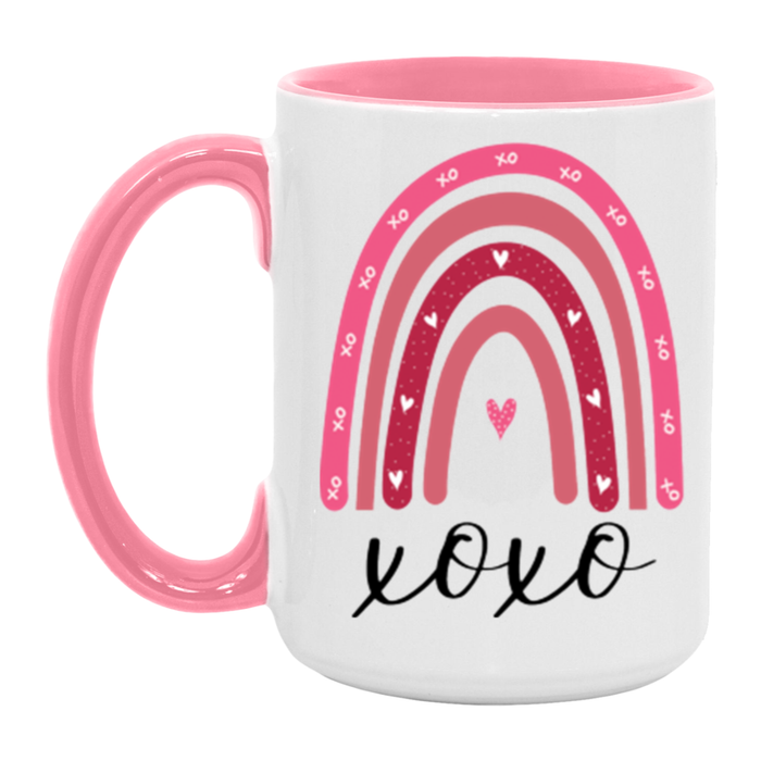 XOXO Valentine Rainbow ceramic coffee mug