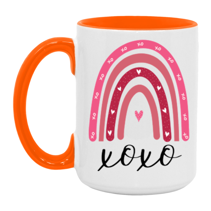 XOXO Valentine Rainbow ceramic coffee mug, product photo 2