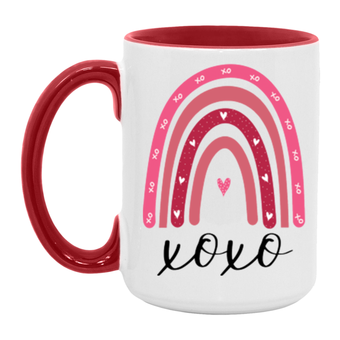 XOXO Valentine Rainbow ceramic coffee mug, product photo 3