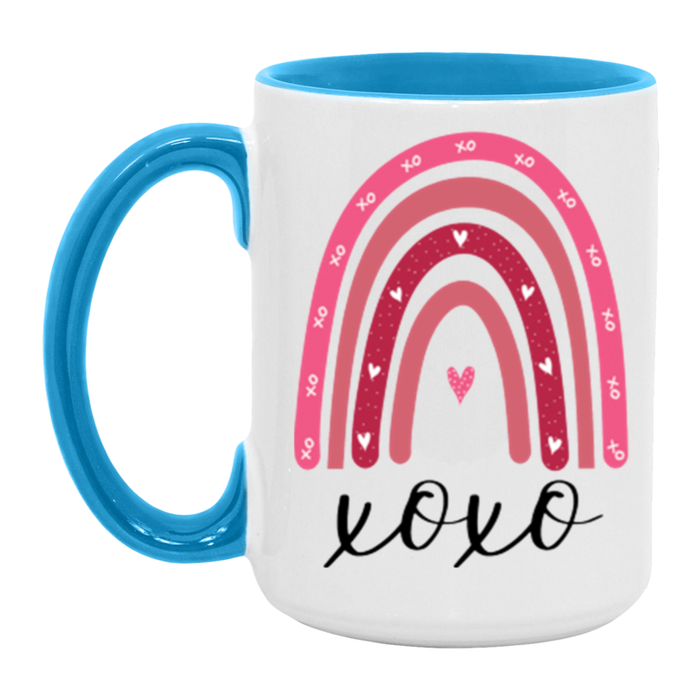 XOXO Valentine Rainbow ceramic coffee mug, product photo 4