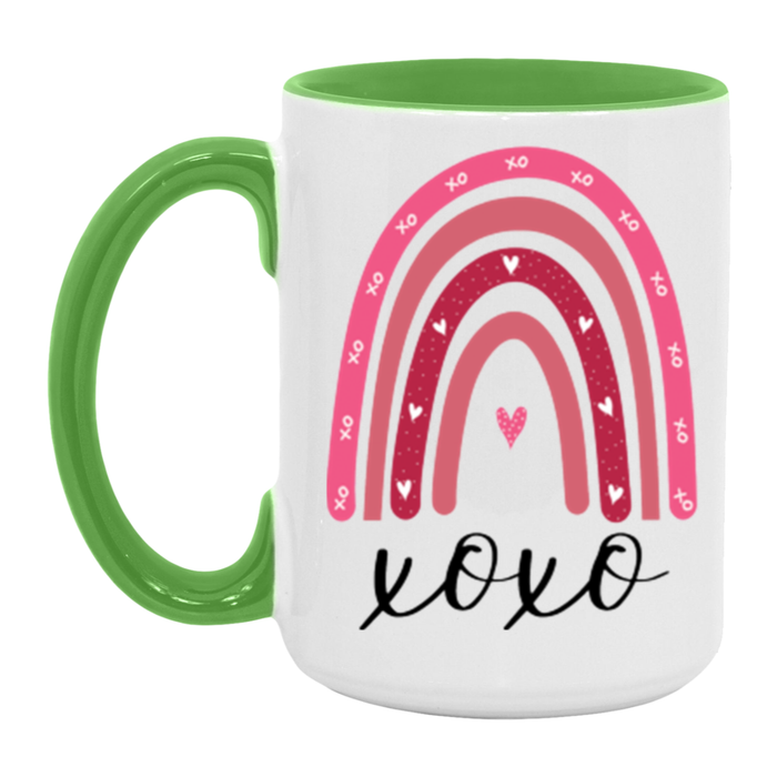 XOXO Valentine Rainbow ceramic coffee mug, product photo 5