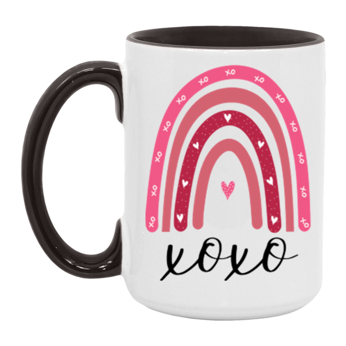 XOXO Valentine Rainbow ceramic coffee mug, product photo 6