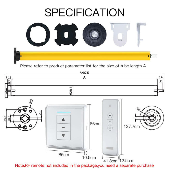 Automatic 25mm Smart ZigBee Tubular Roller Blinds Motor DC Lithium Battery Powered Energy Saving Built-in Receiver RF433 Remote Control for 38mm Tube Smart LifeTuya App Alexa Voice Control - Moes