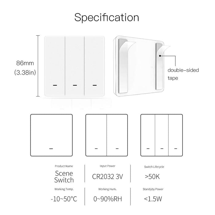 Tuya ZigBee Wireless Scene Switch Mechanical Push Button Controller Battery Powered Transmitter Switch via Smart Life App Smart Home Automation Scenario for Smart Devices 1/2/3 Gang - Moes