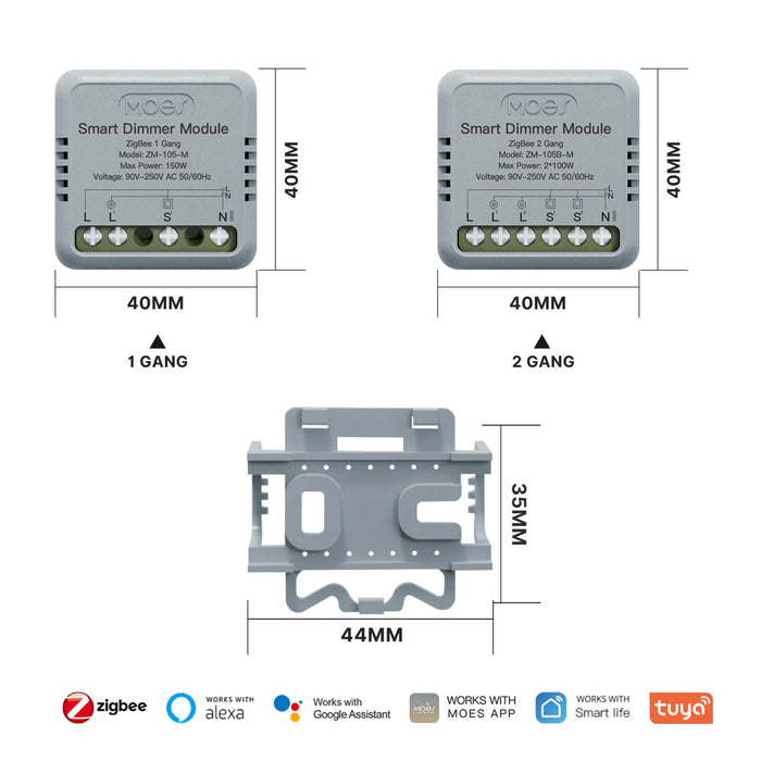 Zigbee Smart Dimmer Switch Module Timer Diy Breaker 1/2 Gang - MOES