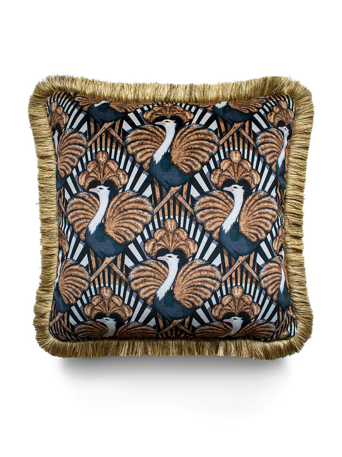 Zsa Zsa 'Gold' Fringed Velvet Cushion